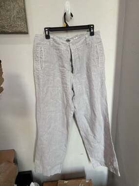 Europann 100% Linen Casual Trousers Light Gray